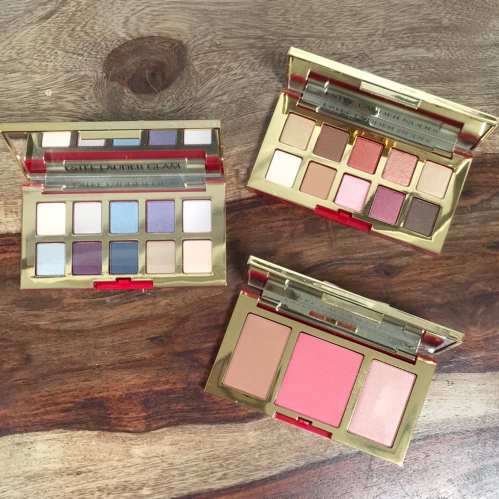 Estée Lauder eyeshadow and blush palettes.
